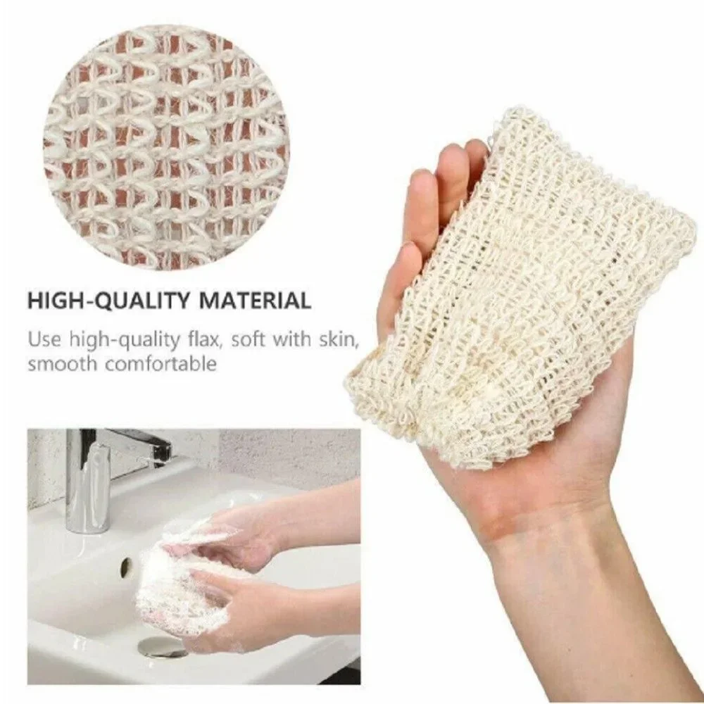 4 Pack Natural Sisal Soap Bag Exfoliating Soap Saver Pouch Holder